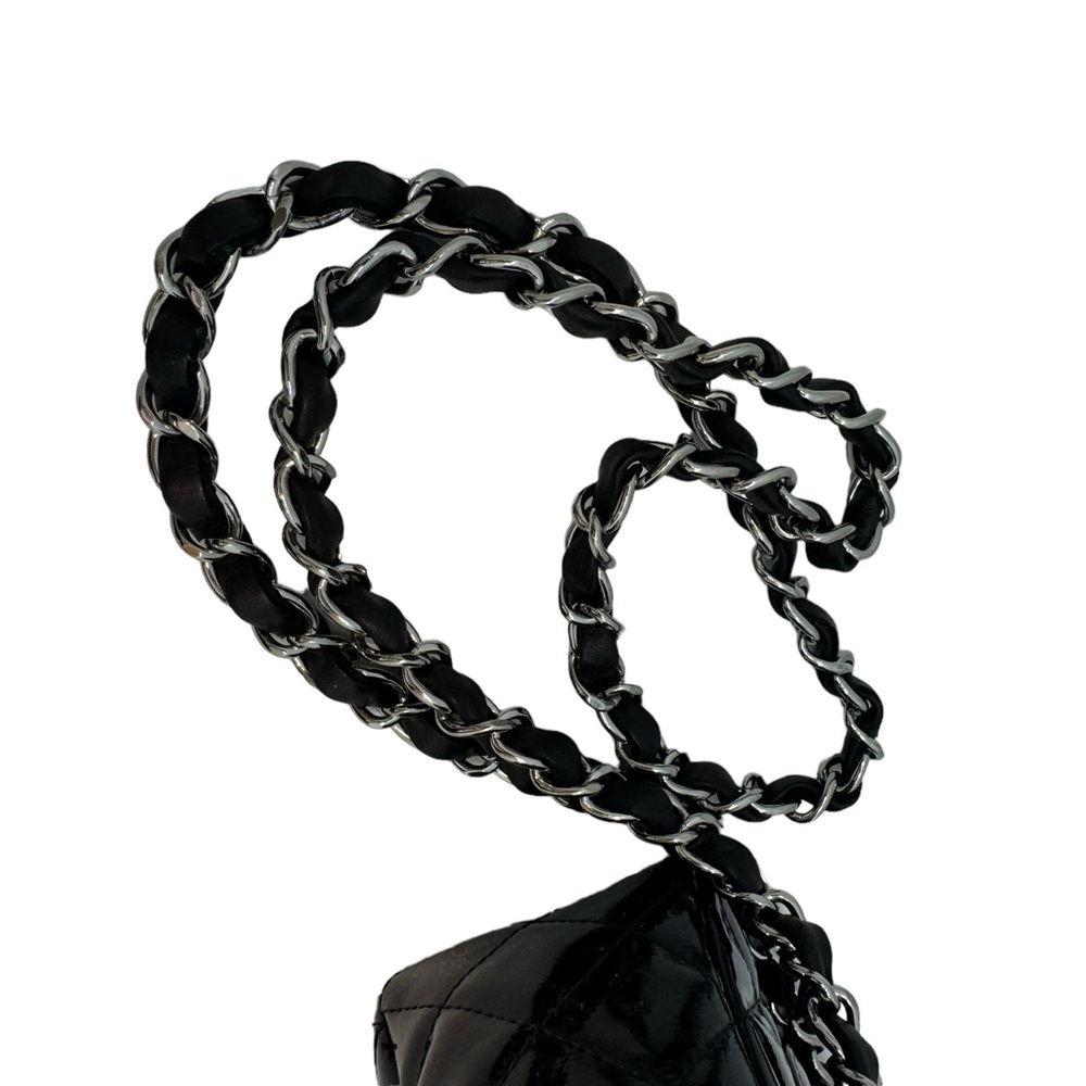 Auth Chanel Mini Rectangular Classic Black Striat… - image 7